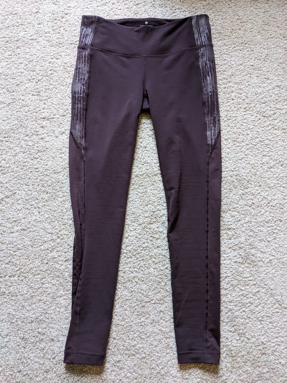 Athleta Women Brown Revelation Splits Leggings Size M Activewear Gym Casual